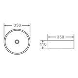 SASSO Round Counter Top Basin 350mm Specification Drawing