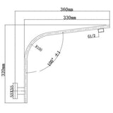 Cavallo Gooseneck Wall Mounted Shower Arm - Brushed Gun Metal Technical Drawing