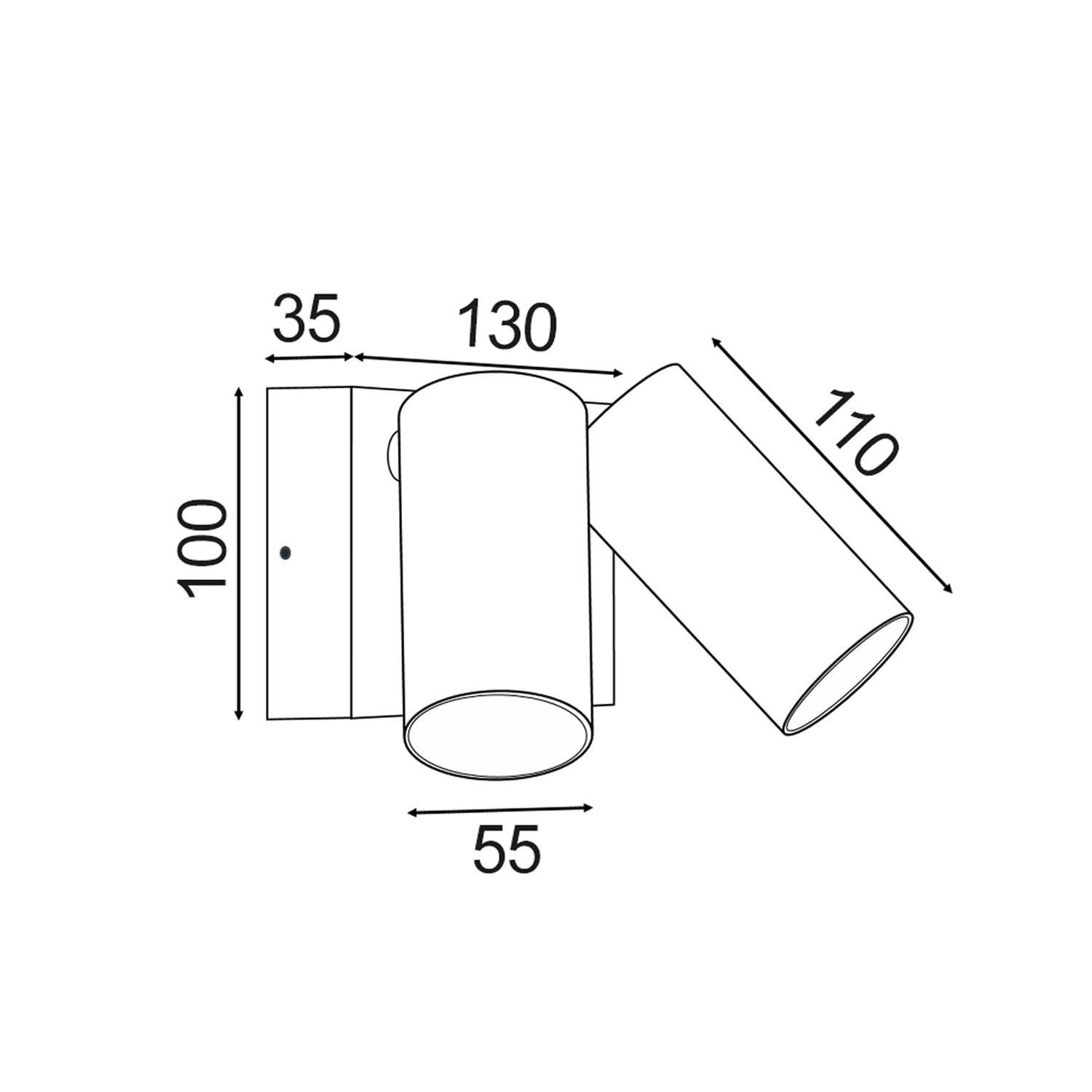 SEC: Surface Mounted LED Tri-CCT Double Adjustable Wall/Pillar Light (Titanium) IP65