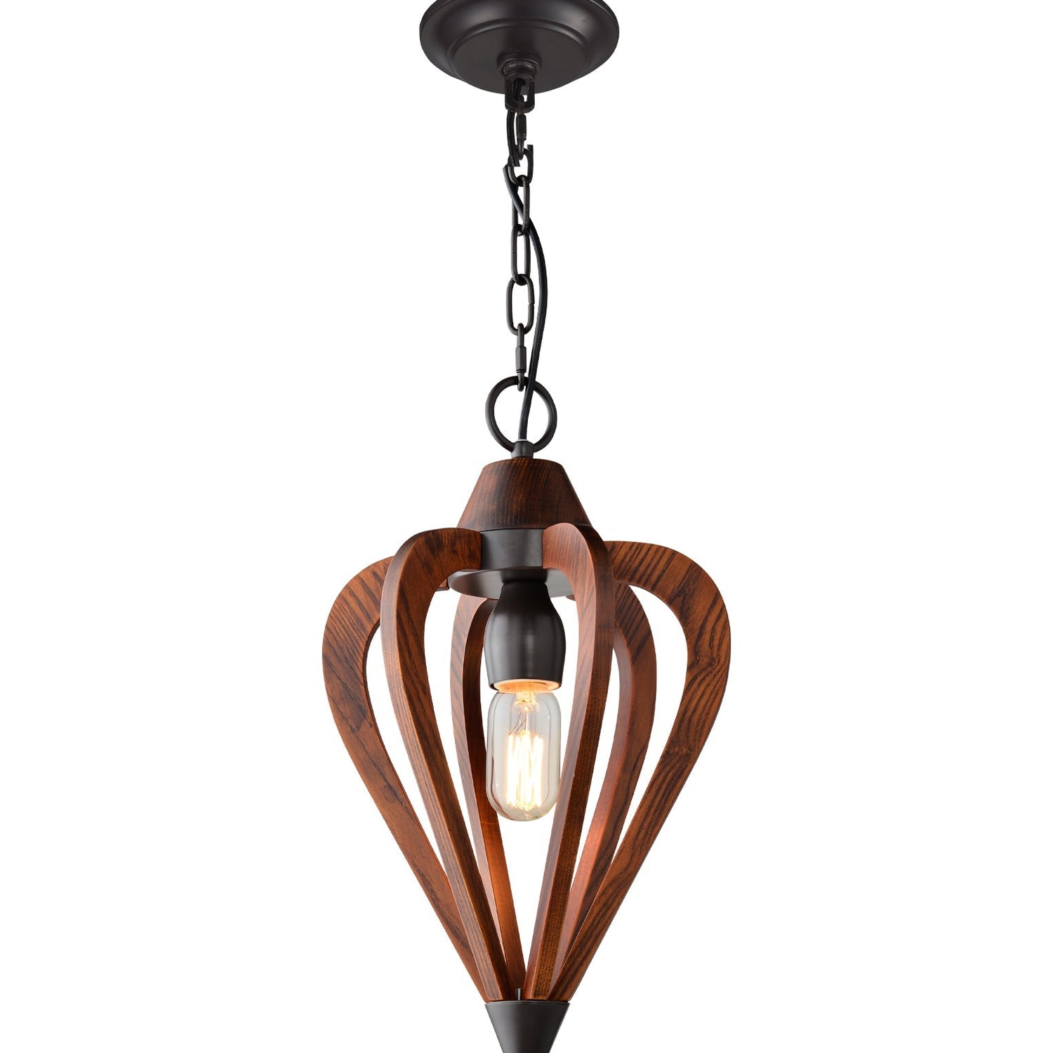 SENORITA: Rustic Small Tuscan Coffee Cherry / Winter Moss Wood Pendant Light