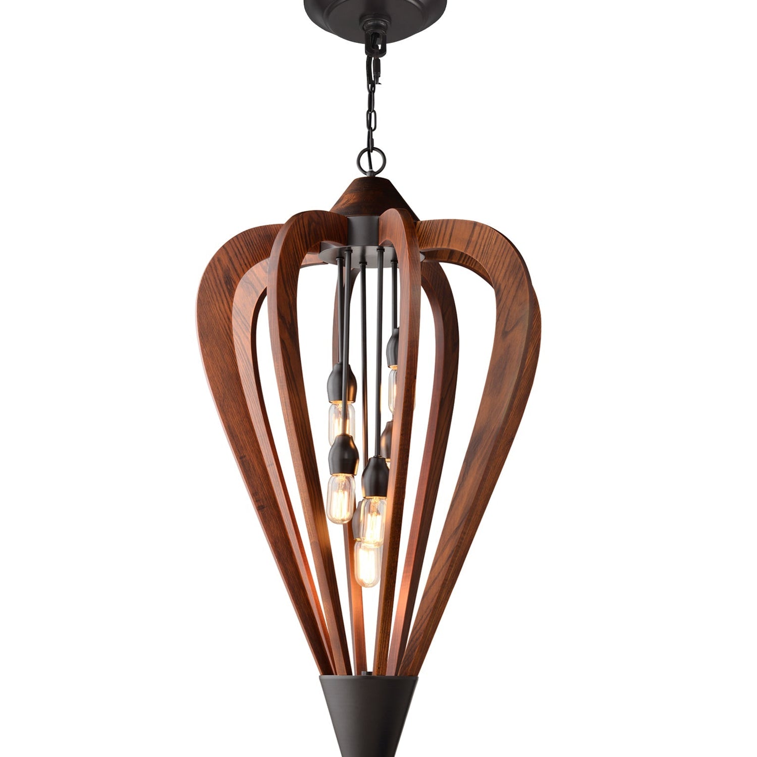 SENORITA: Rustic Large Tuscan Coffee Cherry /Winter Moss Wood Pendant Lights
