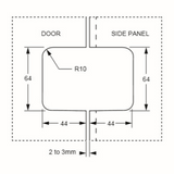 Shower Screen Hinge - 180 ° Glass to Glass Specifications Drawing
