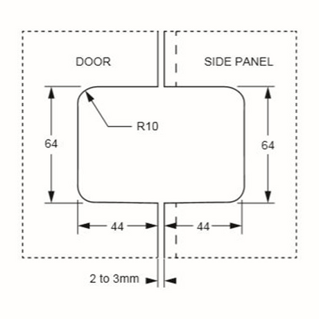 Shower Screen Hinge - 180 ° Glass to Glass Specifications Drawing