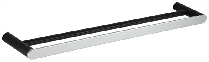 Sleek Double Towel Rail (Black / Chrome)