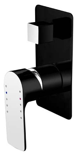 Sleek Wall Mixer With Diverter (Luxury / Black / Chrome)