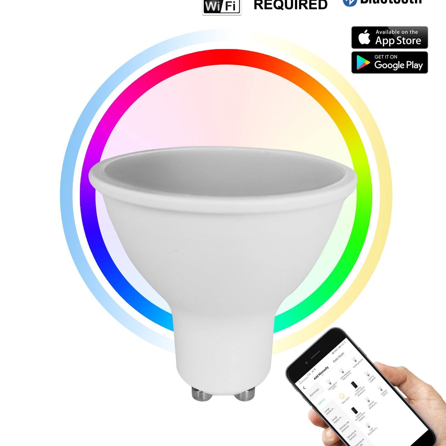 SMTGU10 LED Smart Dimmable RGB+Tri-CCT GU10 Globe (5W)