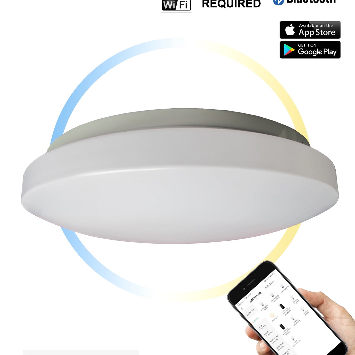 SMTOYS LED Smart White Round Dimmable Tri-CCT Oyster Light