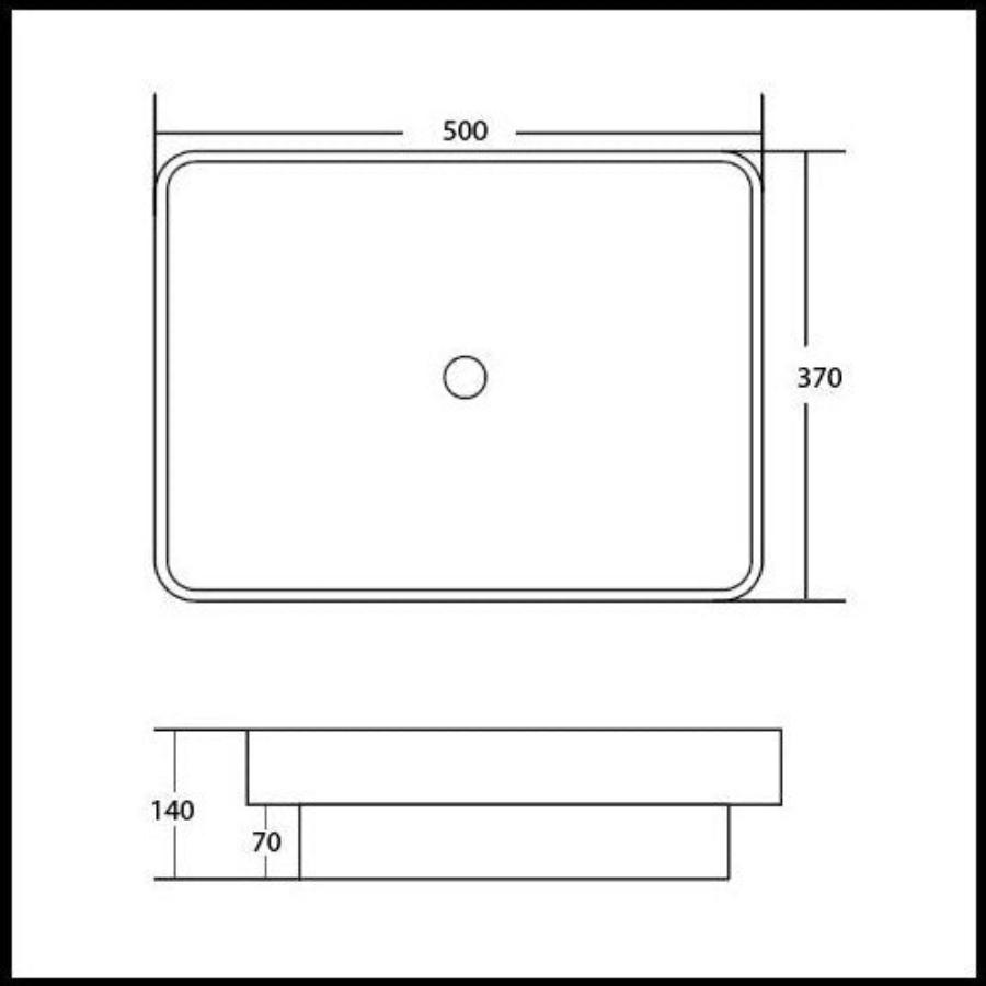 Logan Semi Recess Soft White Basin (Rectangle: 500x370x140mm)