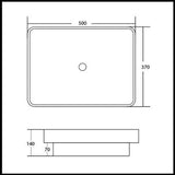Logan Semi Recess Soft White Basin (Rectangle: 500x370x140mm)
