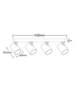 SPOT: Interior GU10 4XLights Adjustable Bar Base Surface Mounted Spot Lights