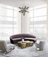SPUTNIK: Polished Nickel / Dark-Light Grey Washed Wood Pendant Light