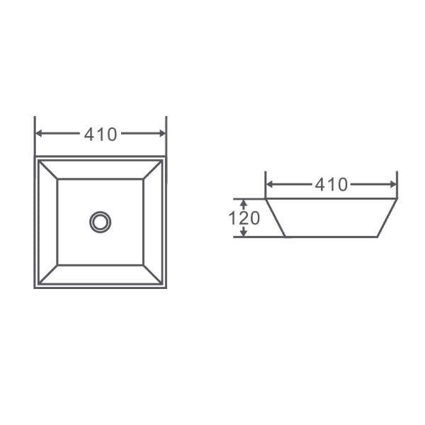 SQ 41 Counter-Top Basin (Square: 410x410x120)