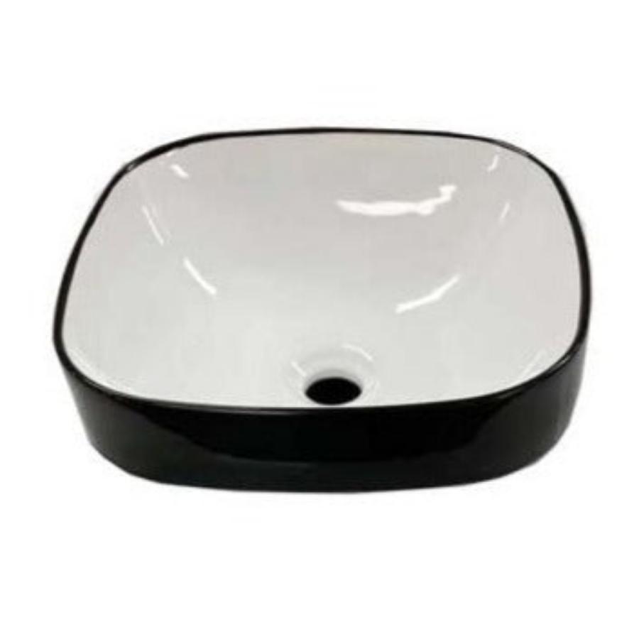 Spencer Gloss Black & White Basin (Square:370x370x140)