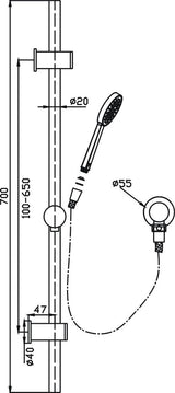 Logan Hand Shower On Rail (Chrome)