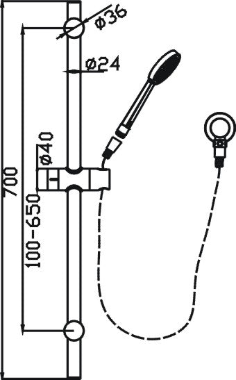 Cuter Hand Shower On Rail (Black)