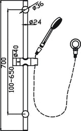 Cuter Hand Shower On Rail (Black)