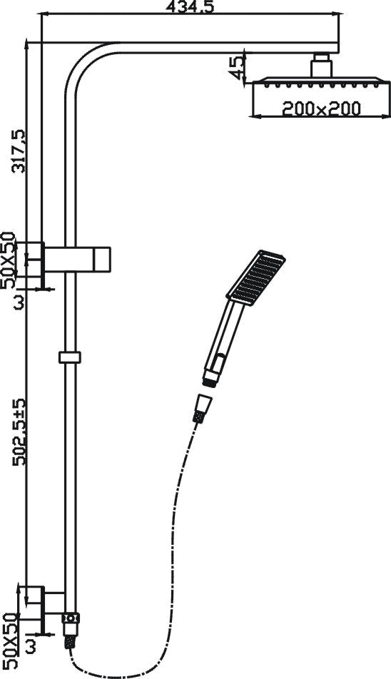 Bonza Shower System With Rail (Chrome)