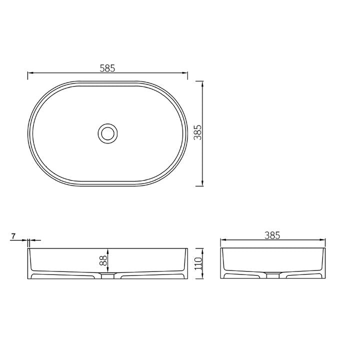 NOOSA Matte White Basin (Oval: 580x350x135)