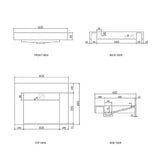 Tiara Wall Hung Vanity and Basin 600mm White