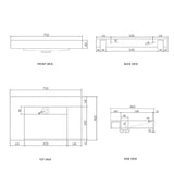 Tiara Wall Hung Vanity and Basin 750mm White