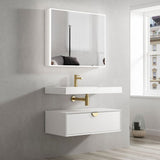 Moonlight Solid Surface Basin with Optional Mixer & Bottle Trap (Rectangle: 900x460x80)