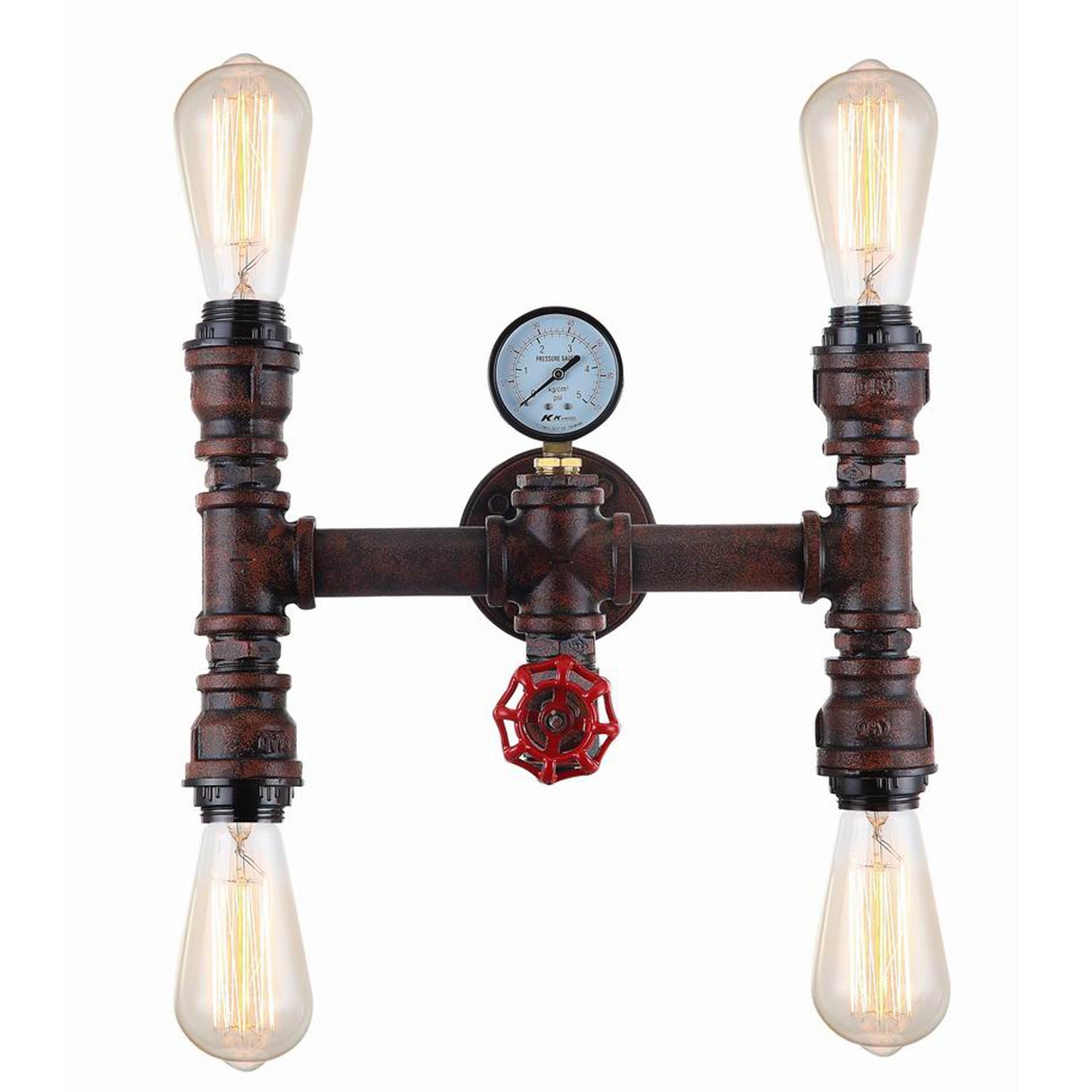 STEAM: Interior Aged Iron 4xPipe Wall Light