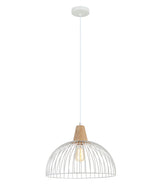 STRAND: Iron and Wood Dome Cage Pendant Lights