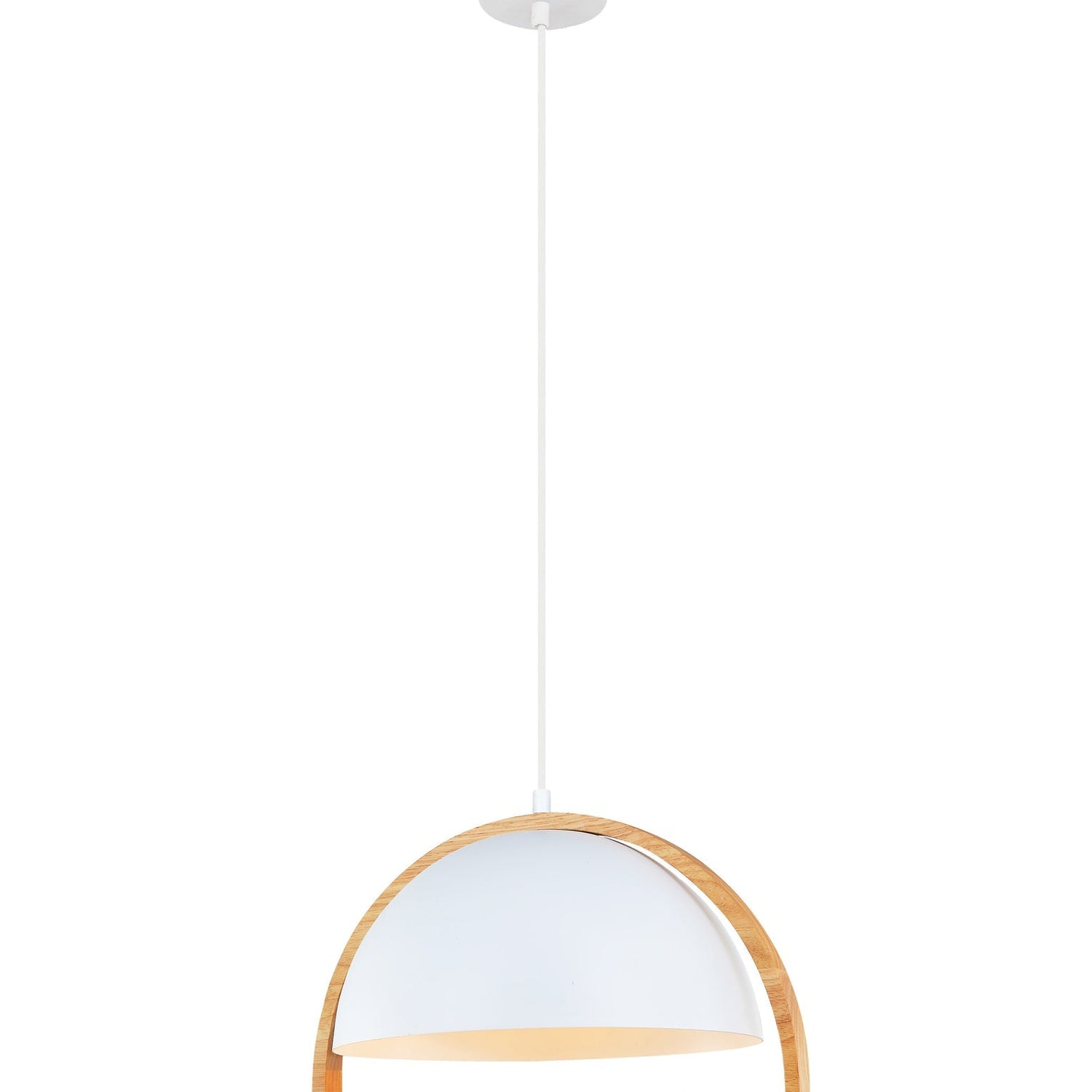 SWING: Dome With Wood Frame Pendant Lights