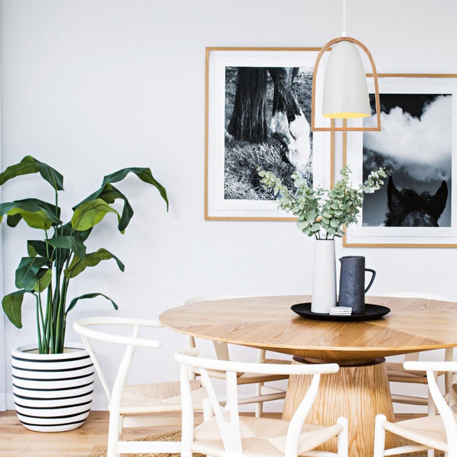 SWING: Ellipse with Wood Frame Pendant Lights
