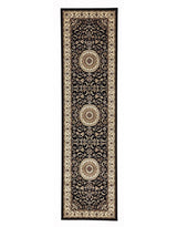 Sydney Medallion Runner Black With Ivory Border Runner Rug