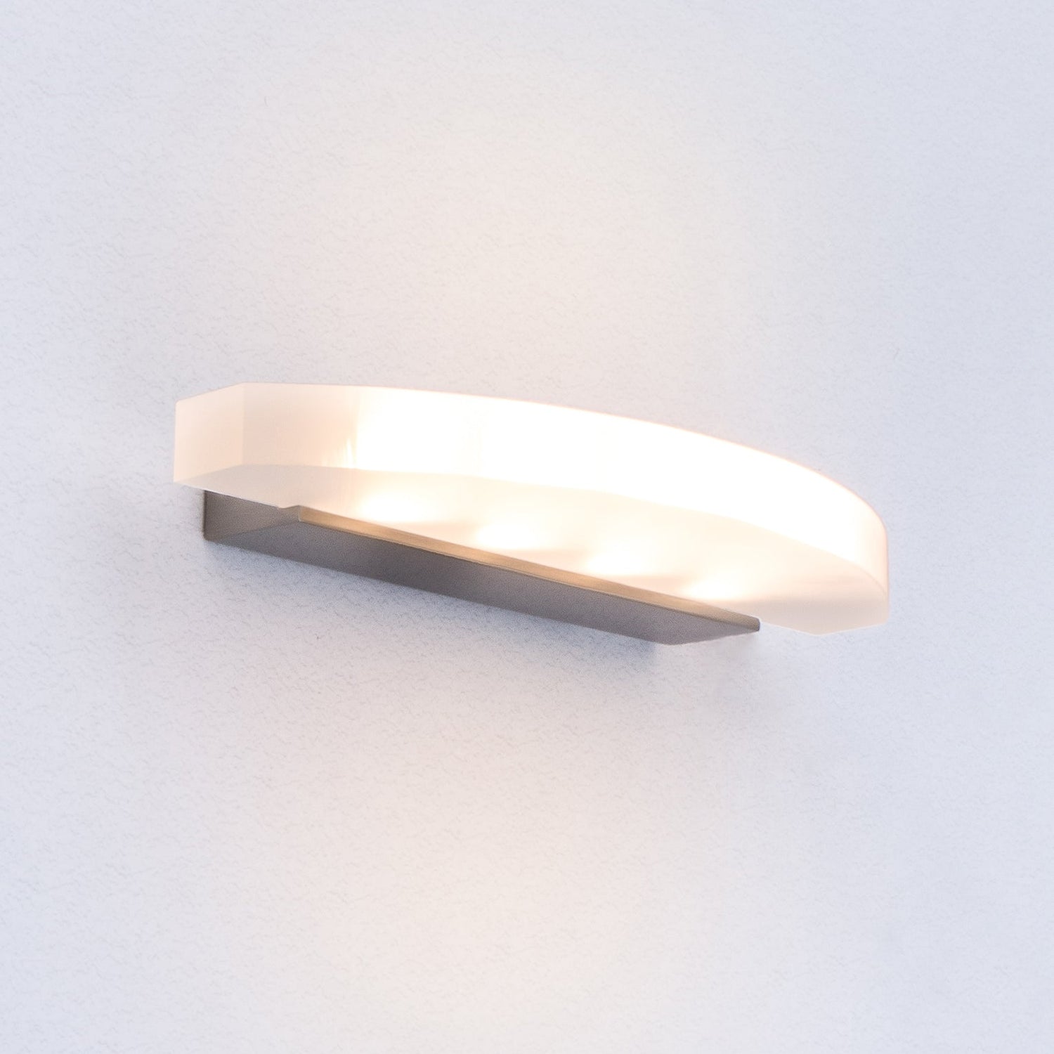 SYDNEY: LED Interior Satin Nickel Curved Frosted Diffuser Wall Light