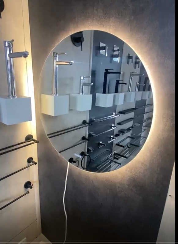 AQUA Back-Lit LED Round Frameless Mirror 900x900mm