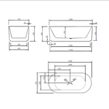 Brighton Groove Freestanding Bathtub with Non-Overflow (Gloss White/Matte White) (1500/1700mm)