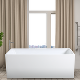 THEO Back to Wall Bathtub with Non-Overflow (Gloss White/Matte White) (All Sizes) - Clearance