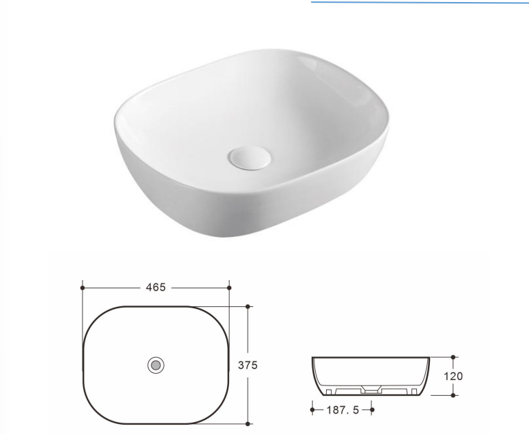 Aulic BENNETT Ceramic Basin (Oval: 465x375x120)