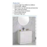 ALICE Freestanding Vanity Gloss White (All Sizes)
