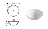 Aulic Argyle White Ceramic Basin (Round: 405x405x145)