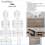 MAX MDF Wall Hung Vanity Max Oak (All Sizes)