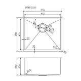 Single Bowl Handmade 304 Stainless Steel Sink 510x450mm