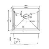 Single Bowl Handmade 304 Stainless Steel Sink 586x450mm
