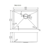 Single Bowl Handmade 304 Stainless Steel Sink II 600x450mm