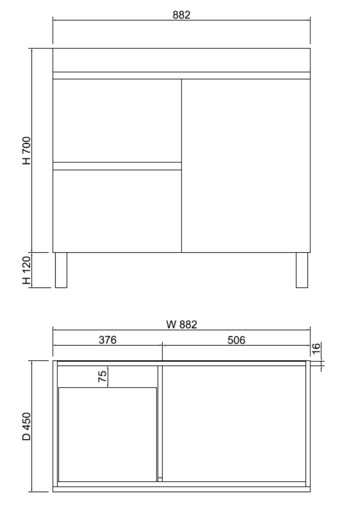 ABS DFL2 Dark Oak Freestanding Vanity 900mm - Clearance