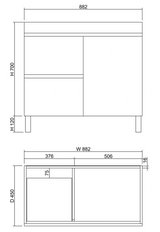 ABS DFL2 Dark Oak Freestanding Vanity 900mm - Clearance