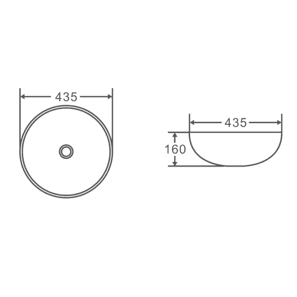 Spin 44 Above Counter Basin White (Round: 435x435x160)