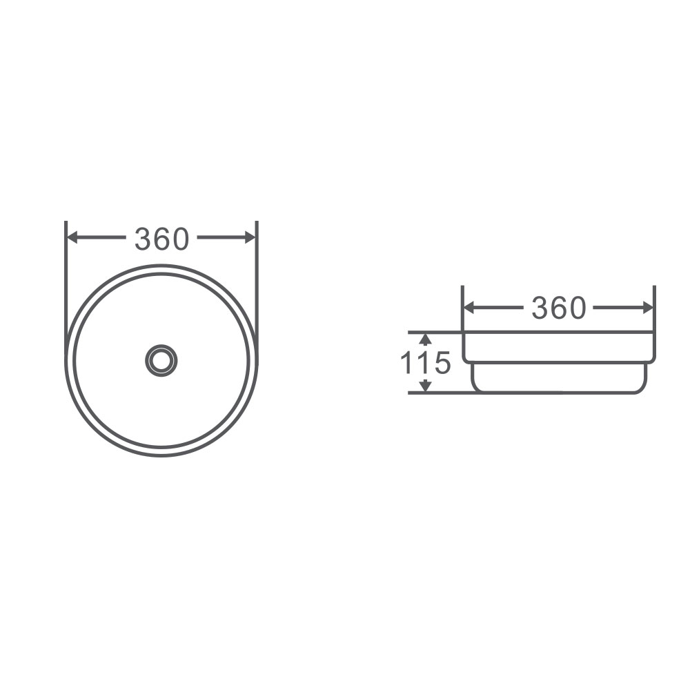 Spin 36 Above Counter Basin White (Round: 360x360x115)