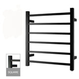 Square Electric Heated Towel Rack 6 Bars - Black