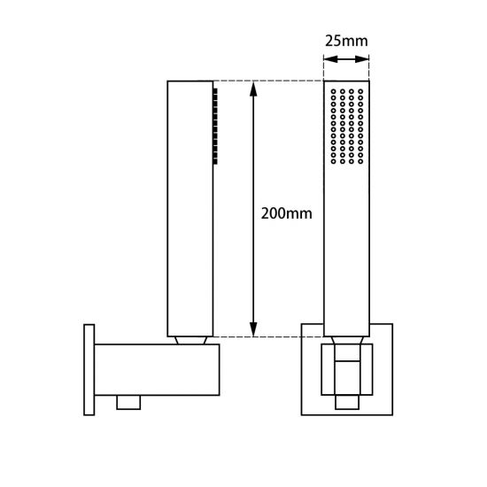 Square Brushed Brass Hand Shower Rail with Handheld Shower