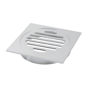 Square Brass Floor Waste Shower Grate Drain Outlet 100mm - Chrome