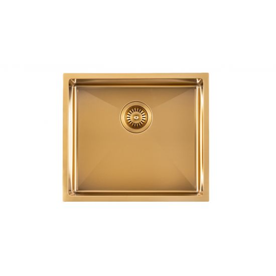 Stainless Steel PVD Single Bowl Kitchen Sink - 500x440x230mm-Brushed Brass