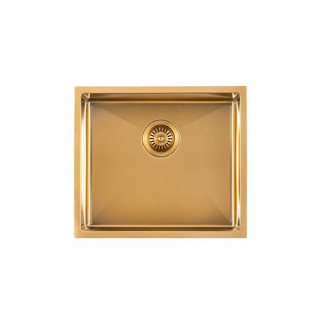 Stainless Steel PVD Single Bowl Kitchen Sink - 500x440x230mm-Brushed Brass